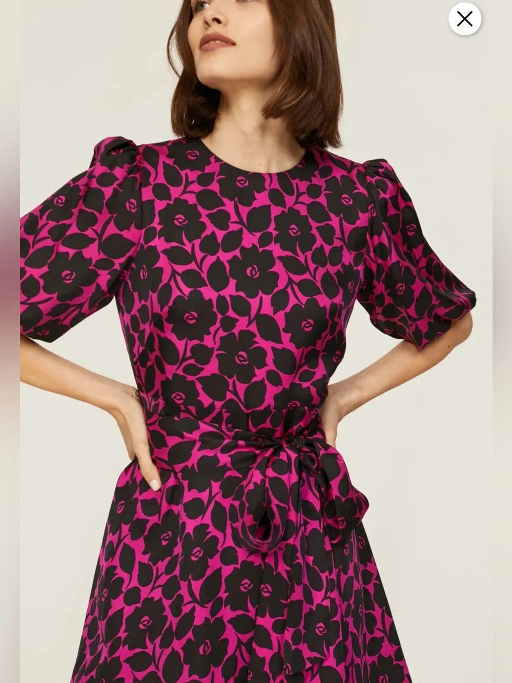 Kate Spade Rosy Garden Floral A-Line Mini Dress in Pink Fuchsia and Black EUC 12